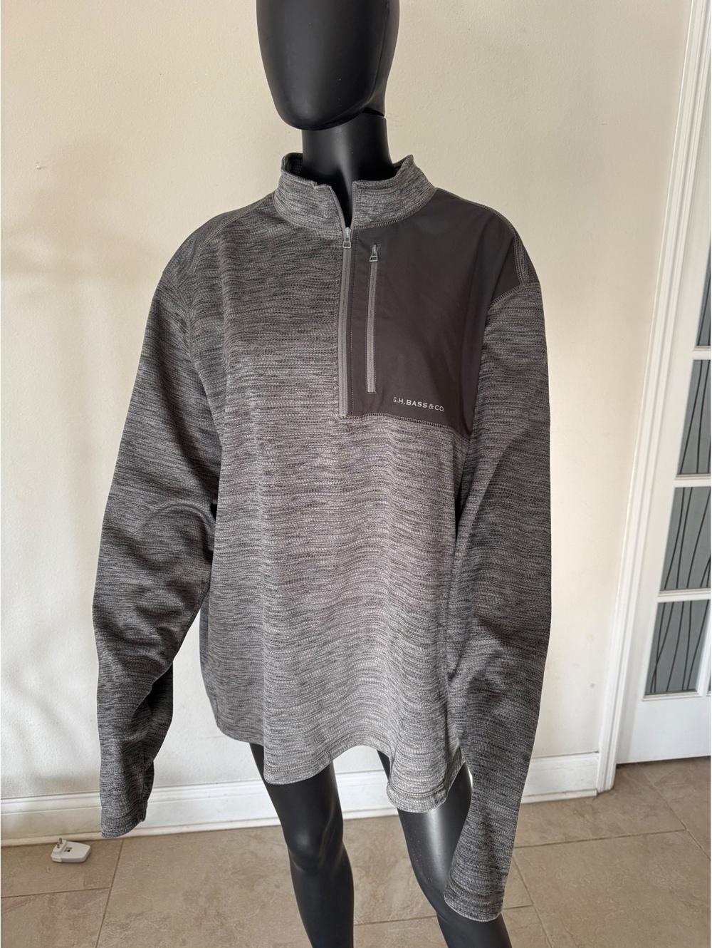 G.H. Bass & Co Men’s XXL Gray Quarter Zip Pullover Fleece Chest Pocket